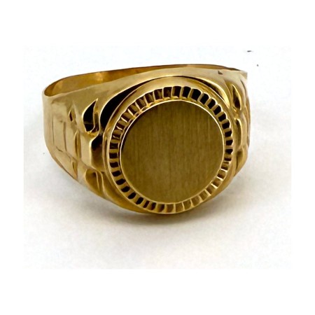 Anillo anillo sello circular reborde de oro 18k talla 28
